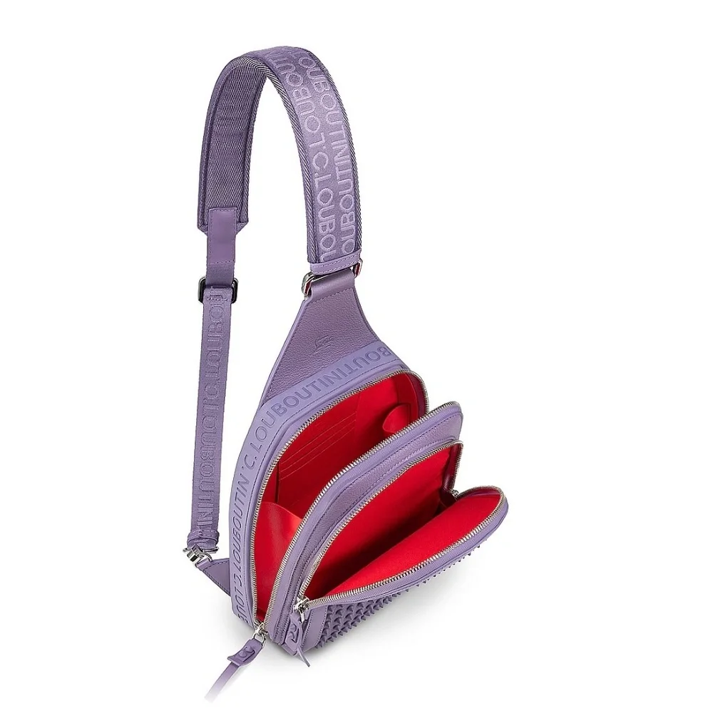 Christian Louboutin Loubifunk Sling Bag Purple Leather New